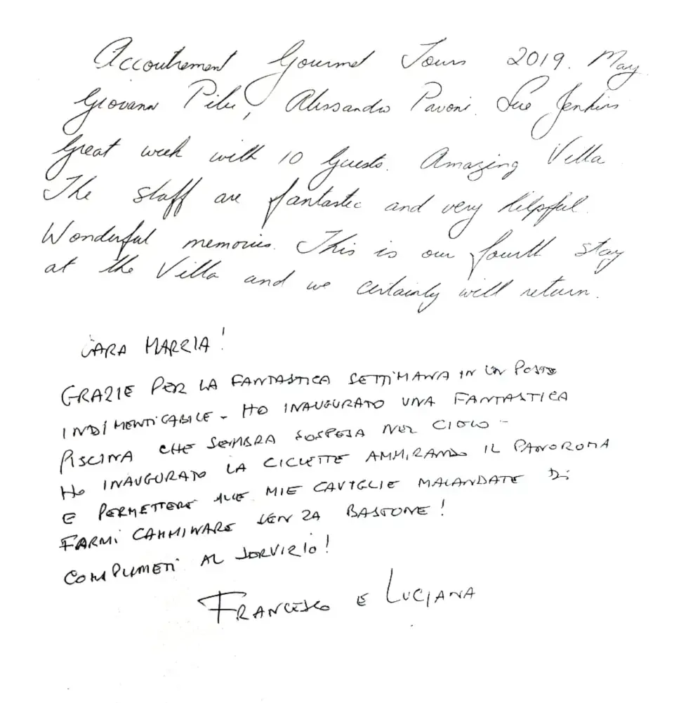 Guestbook - Villa Marzia Reviews